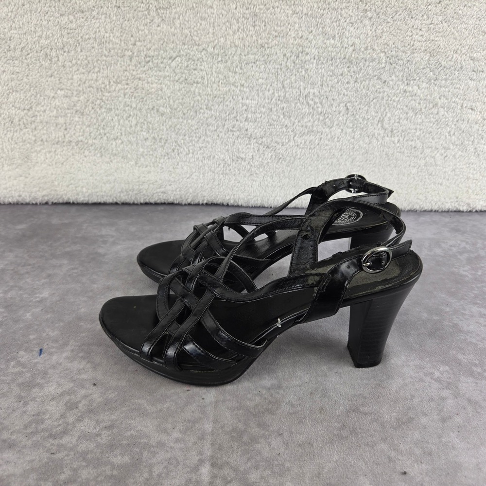 SO Authentic American Heritage Womens 7M Black Strappy Block Heel Sandals S1875